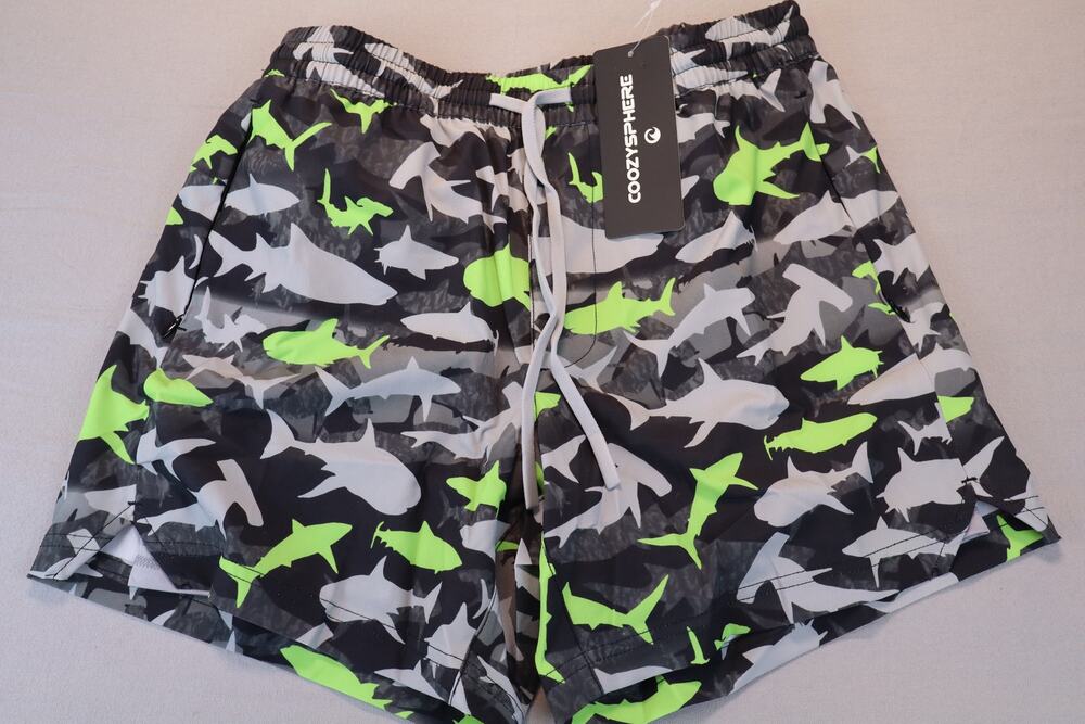 Coozysphere Swim Shorts Boys Kids Gray Green Camo Dolphin Print Size M